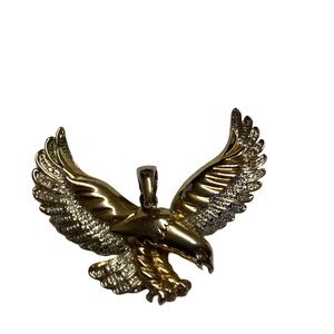🪷 Sterling Silver Diamond Cut Gold Eagle Pendant Charm